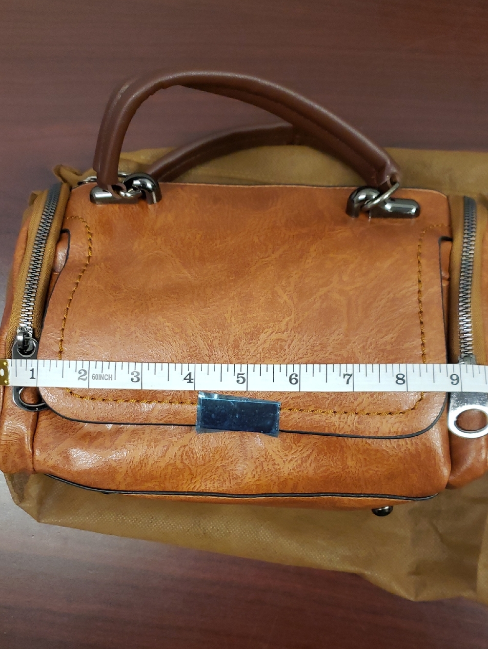 Tan Faux Leather Top-Handle Satchel - Warm Tan
